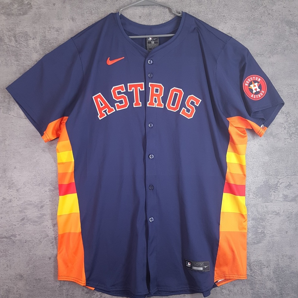 NIKE Authentic Houston Astros Vapor Elite Baseball Jersey Mens 56 3XL Rainbow